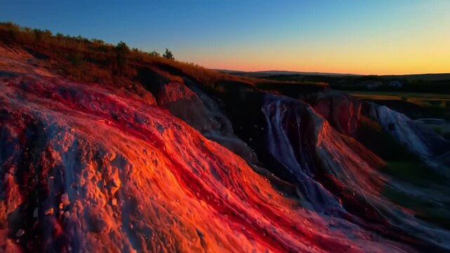 Colorful hillscape sunset