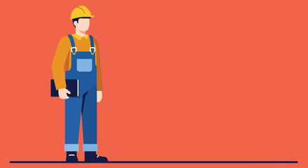 Building a Better Future: A construction worker stands confidently, ready for work, embodies resilience and expertise against a backdrop of progress and development.