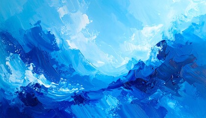 Abstract landscape painting in shades of blue
