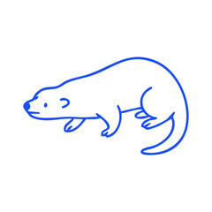 Simple blue line drawing of an otter
