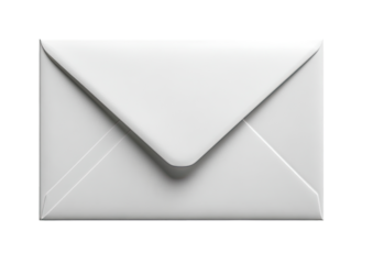 A blank, light gray envelope, closed and oriented horizontally.  It has a smooth, matte finish