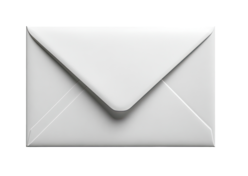 A blank, light gray envelope, closed and oriented horizontally.  It has a smooth, matte finish