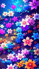 Obraz premium Fiori Luminosi in Arte Digitale – Illustrazioni Fantasy in Stile Romantico