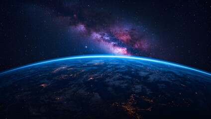 Fototapeta premium Earth’s Beauty from Space with the Milky Way