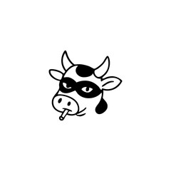 A cartoon cow wearing a mask and smoking a cigarette