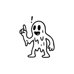 Cartoon ghost, dripping, pointing, expressive
