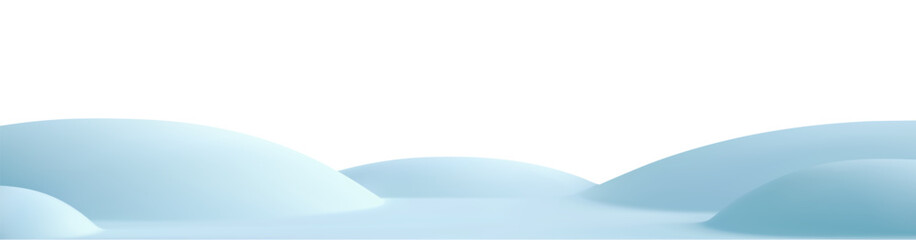 3d snow hills. Winter landscape with snow mountain, snowdrift and pile. Snowy background for sale product presentation. Template for Christmas, New Year design. Vector illustration