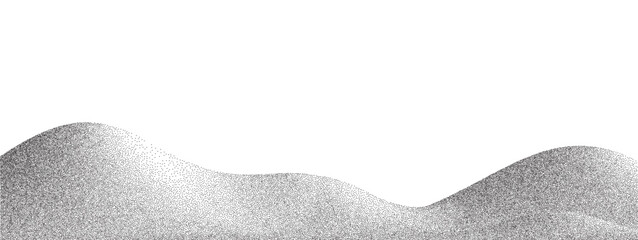Mountain stipple texture landscape. Abstract rock border hill, volcano, snow mountain halftone grain effect. Dotted terrain dotwork style. Vector graphic vintage illustration