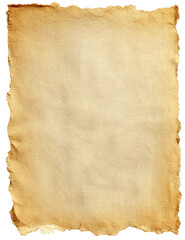 Aged parchment paper.  Faded,  worn,  light brown.  Irregular edges
