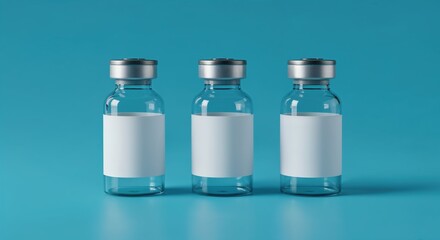 Three vaccine bottles with blank labels