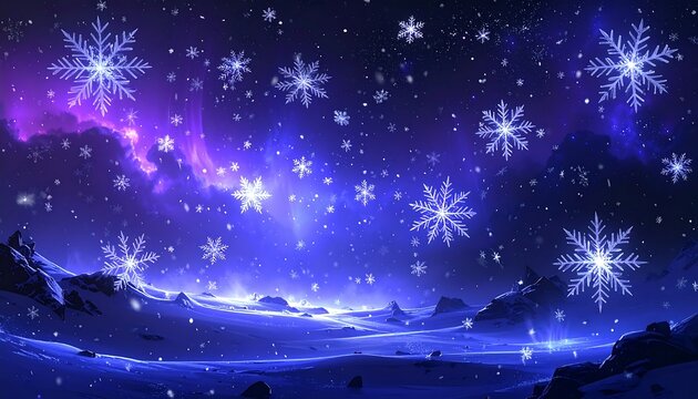 Winter wonderland,  glowing snowflakes