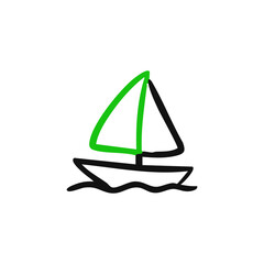 Simple hand-drawn illustration of a sailboat