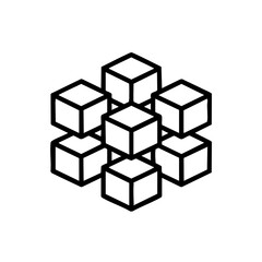 Modern abstract geometric cube arrangement symbolizing structure, data, and connection