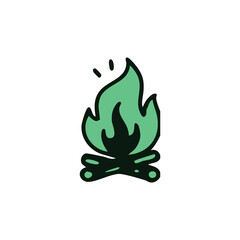 Simple graphic of a campfire with stylized flames