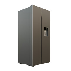 Side By Side With Water Stream Refrigerator Side View 3D Render Illustration