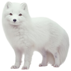 Arctic Fox Portrait: A pristine arctic fox stands gracefully, its thick, white fur and bright eyes captivating. The image celebrates the beauty and resilience of wildlife.