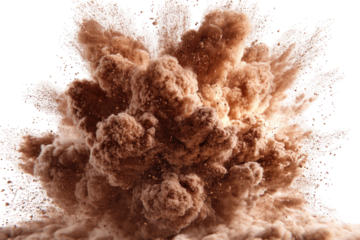 Brown powder explosion, a large,  fluffy cloud
