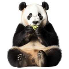 Adorable Panda Devouring Bamboo: A captivating image showcasing a panda in its natural form, joyfully munching on bamboo stalks, radiating pure, untouched cuteness. 