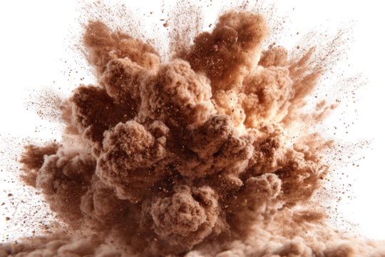 Brown powder explosion, a large,  fluffy cloud