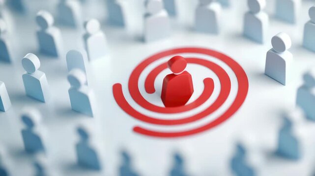 Group of people surrounding an individual, who is the focus of attention and surveillance.