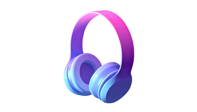 Over-ear headphones, vibrant gradient color,  3D design