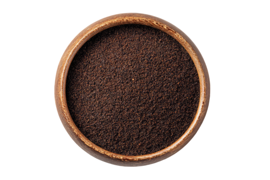 Coarse ground tea in a round wooden bowl