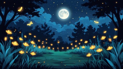 Enchanted Night Forest: A Magical Moonlit Path