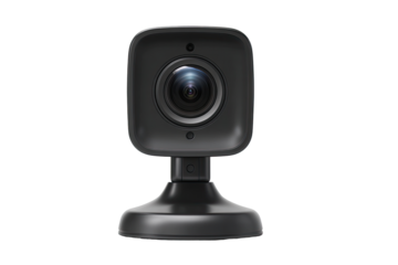 Small, square, black security camera