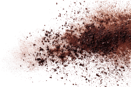 Abstract, chaotic blend of light and dark brown particles.  A splatter or explosion of color, with varying densities