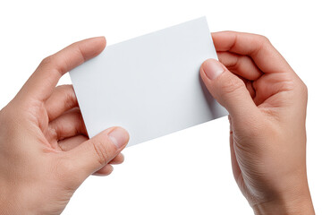 Blank white card held by two hands (1)