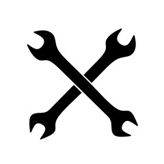 Flat vector illustration of a wrench tool, isolated on white background, suitable for mechanic design, repair concepts, hardware graphics, and engineering projects.