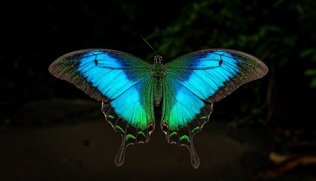 Vibrant blue-green butterfly