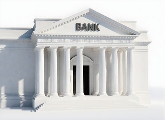 Obraz premium Classical White Bank Facade with Columns