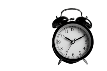 Black alarm clock, simple design, clear time