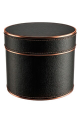 Luxury black round gift box with metallic trim