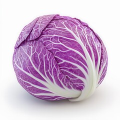 Fototapeta premium Vibrant Red Cabbage Vegetable Photo Isolated on White Background with Detailed Leaf Veins fresh healthy