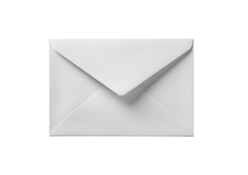 Blank white envelope, top view