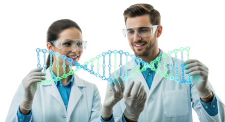 Scientists dna research genetic engineering biotechnology lab analysis medical science innovation discovery 100 on transparent background