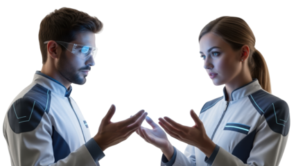 Futuristic technology team collaboration augmented reality innovation virtual reality development future tech on transparent background