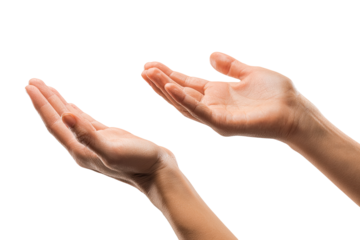 Two open hands raised, palms facing upward.  A gesture of supplication or prayer