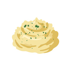 Vector Illustration of Mashed Potatoes with Parsley in Modern Minimalist Style