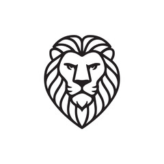 Monoline lion head logo design in vector outline