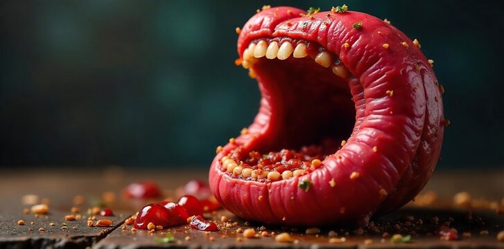 Close-up shot of a ravenous, empty stomach, visceral depiction of insatiable hunger and greed, conveying a powerful sense of voracious appetite ,  powerful,  visceral reaction