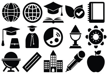 Diverse education and learning concepts illustrated with colorful icons