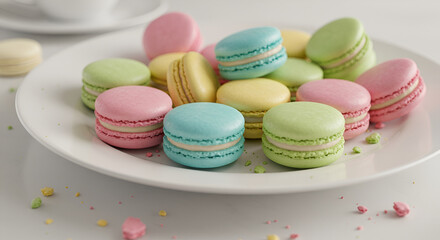 Obraz premium A dessert plate with macarons in pastel colors.
