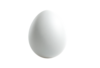 A single, whole, white egg, centered against a black background.  Smooth, oval shape.  High-contrast.  Simple, clean image