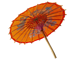 Orange paper parasol, ornate design