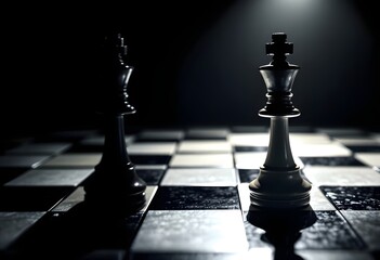Black pawn chess pieces on a chessboard in a game of strategy, competition, and power