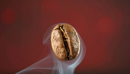 Single coffee bean, smoke