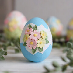 Decorated Easter Egg with Floral Design